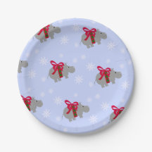 Noël Hippopotame Papier Plaques de fête de Noël