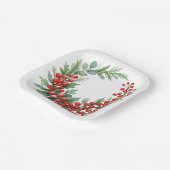 Assiettes En Carton Noël hiver baies rouges avec verdure (Angulaire)