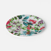 Assiettes En Carton Noël hiver Bois Nature Holly Berry Pinecones (Angle)