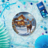 Assiettes En Carton Noël/Hiver Deer Lodge (Fête)