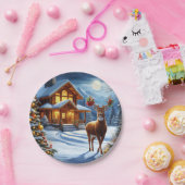 Assiettes En Carton Noël/Hiver Deer Lodge (Fête)