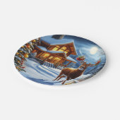 Assiettes En Carton Noël/Hiver Deer Lodge (Angle)