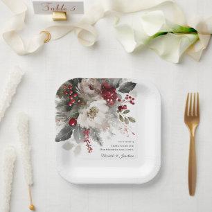 Assiettes En Carton Noël hiver Floral Bible Mariage chrétien