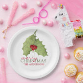 Assiettes En Carton Noël Holly Botanical Green Holiday (Fête)