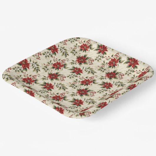 Assiettes En Carton Noël Holly et Ivy (Angulaire)