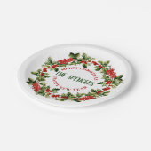Assiettes En Carton Noël Holly Feuilles & Berries Joyeux Noël (Angle)