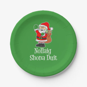 Assiettes En Carton Noël irlandais Père Noël de Nollaig Shona Duit