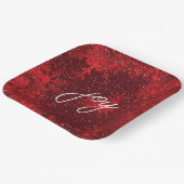 Assiettes En Carton Noël Joie Red Snowflakes Falling Snow (Angulaire)