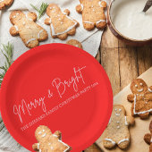 Assiettes En Carton Noël Joyeux et rose rouge vif 2025