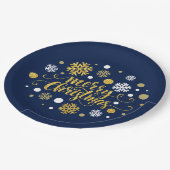 Assiettes En Carton Noël - Joyeux Noël Shimmer Bleu (Angle)