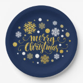 Assiettes En Carton Noël - Joyeux Noël Shimmer Bleu (Devant)