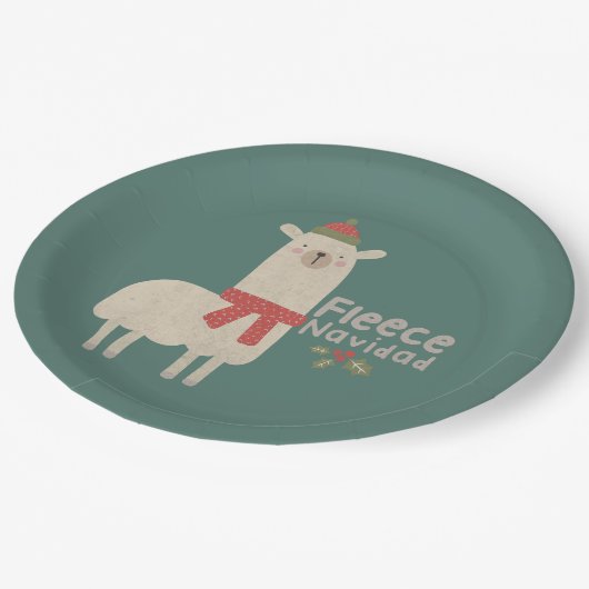 Assiettes En Carton Noël Llama Pun : Fleece Navidad (Angle)