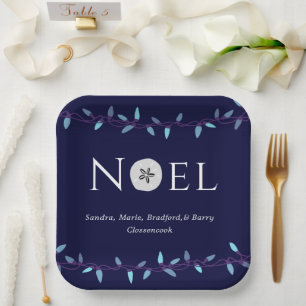 Assiettes En Carton Noel Marine Blue Sand Dollar Nautique Noël