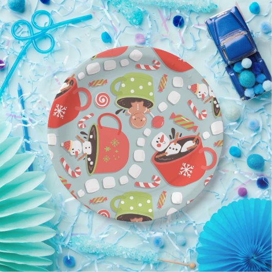 Assiettes En Carton Noël Marshmallow Snowman Hot Cocos (Fête)