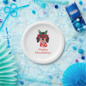 Assiettes En Carton Noël mignon chien drôle Dachshund Howlidays (Fête)