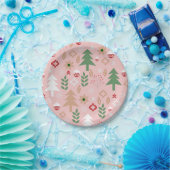 Assiettes En Carton Noël mignon dans le rose (Fête)