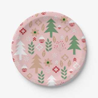 Assiettes En Carton Noël mignon dans le rose