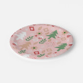 Assiettes En Carton Noël mignon dans le rose (Angle)