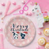 Assiettes En Carton Noël mignon d'illustration de chien et de chat de (Fête)