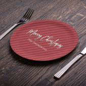 Assiettes En Carton Noël mignon Rouge Whimsical Calligraphie rayée