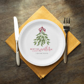 Assiettes En Carton Noël Mignonne Aquarelle Verdure Mistletoe