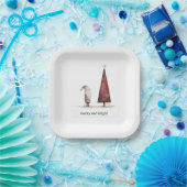 Assiettes En Carton Noël moderne Joyeux et hiver brillant (Fête)