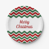 Assiettes En Carton Noël moderne Red Green Stripes (Devant)