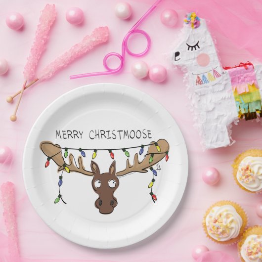 Assiettes En Carton Noël Moose Cute Amusant Animal de Noël (Fête)