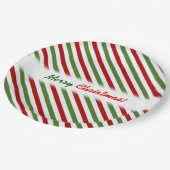 Assiettes En Carton Noël ; Motif rayé rouge, blanc et vert (Angle)