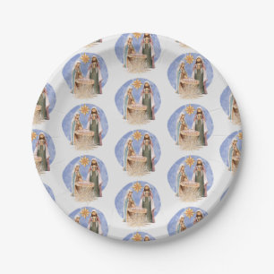 Assiettes En Carton Noël Nativité Stable Scène Motif Fête