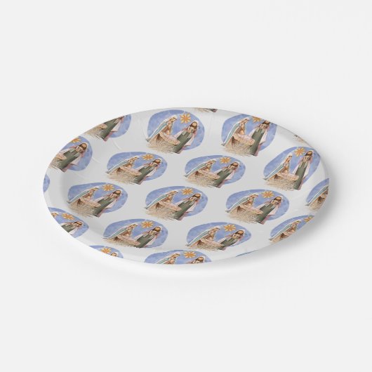 Assiettes En Carton Noël Nativité Stable Scène Motif Fête (Angle)