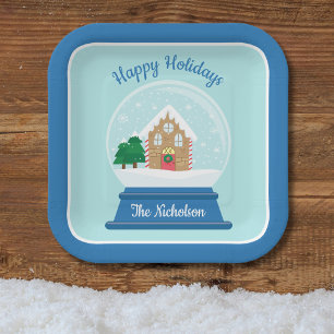 ASSIETTES EN CARTON NOËL NEIGE GLOBE
