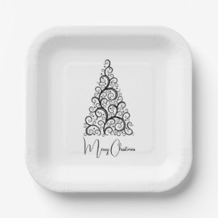 Assiettes En Carton Noël noir et blanc