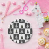 Assiettes En Carton Noël noir et blanc moderne (Fête)
