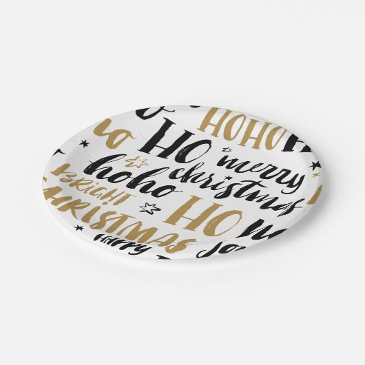 Assiettes En Carton Noël Noir & Or Texte Artistique Ésthétique Mignon (Angle)