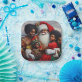 Assiettes En Carton Noël Père Noël avec enfants 7 (Fête)