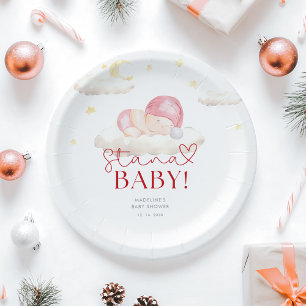 Assiettes En Carton Noël Père Noël bébé fille douche