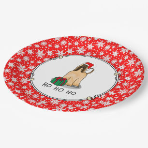 Assiettes En Carton Noël Père Noël Chapeau Afghan Hound Chien Fawn mig