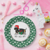 Assiettes En Carton Noël Père Noël Dachshund (S noir & tan) Drôle (Fête)