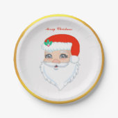 Assiettes En Carton Noël Père Noël et cadre d'or (Devant)