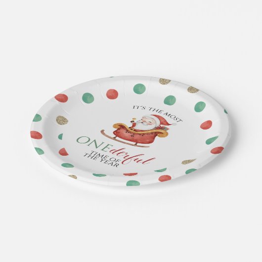 Assiettes En Carton Noël Père Noël Onederday Premier Anniversaire papi (Angle)
