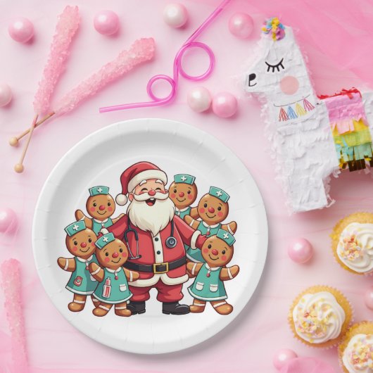 Assiettes En Carton Noël Père Noël Pain d'épices Infirmières (Fête)