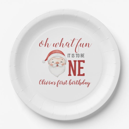 Assiettes En Carton Noël Père Noël premier anniversaire (Devant)