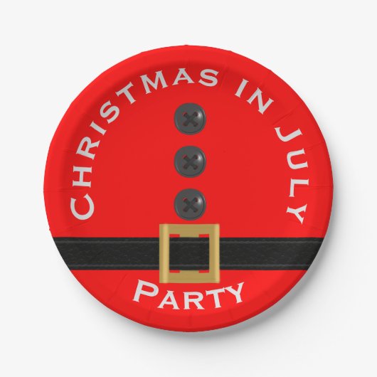 Assiettes En Carton Noël Père Noël rouge en juillet Personnalisé (Devant)