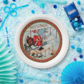 Assiettes En Carton Noël Père Noël volant un vieil avion (Fête)