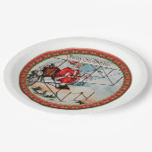 Assiettes En Carton Noël Père Noël volant un vieil avion (Angle)