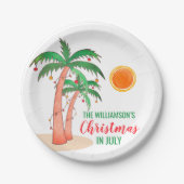 Assiettes En Carton Noël personnalisé en Juillet Palmiers (Devant)