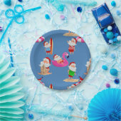 Assiettes En Carton Noël plage santa claus vacances (Fête)