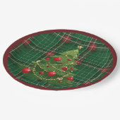 Assiettes En Carton Noël Plaid Green, Rouge (Angle)