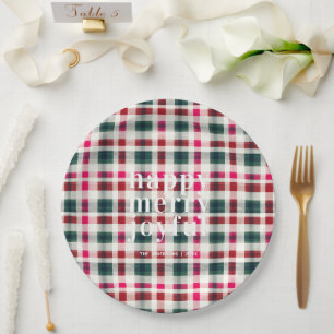 Assiettes En Carton Noël Plaid moderne   Joyeux Joyeux